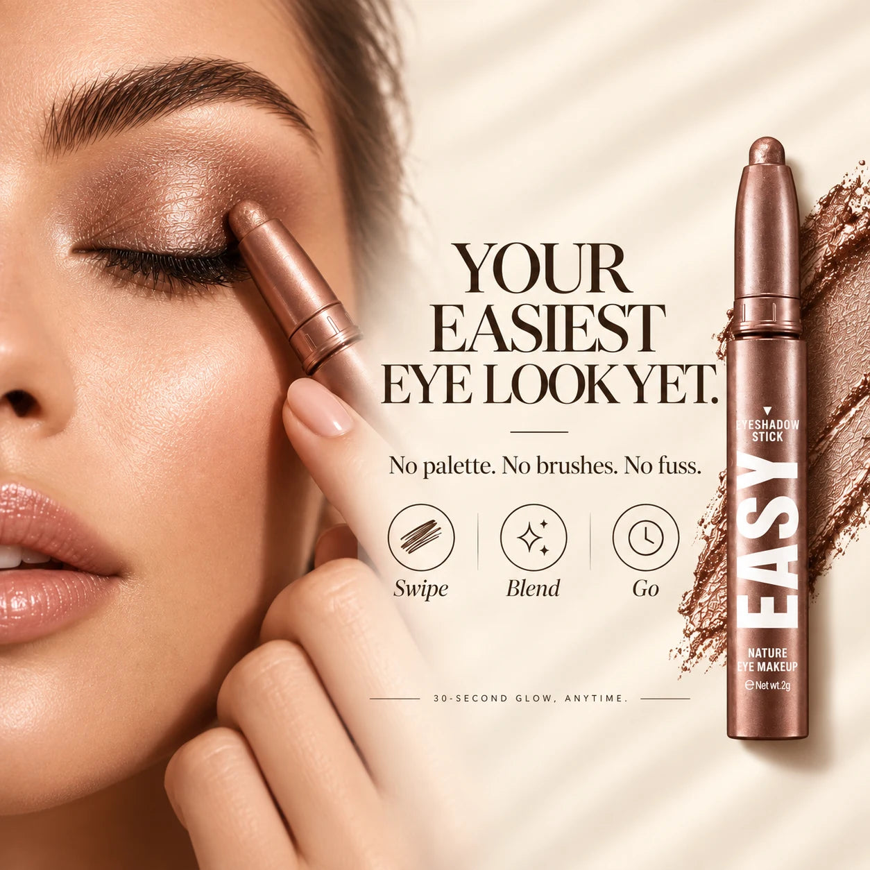Fast cream eyeshadow application