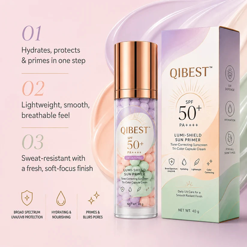 QIBEST Tri-Color Capsule SPF 50+ Sunscreen Primer