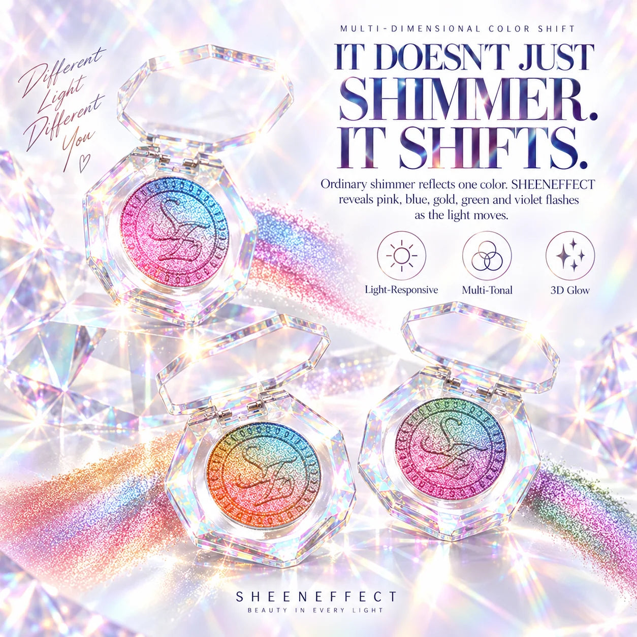 SHEENEFFECT light-shifting multichrome eyeshadow compacts