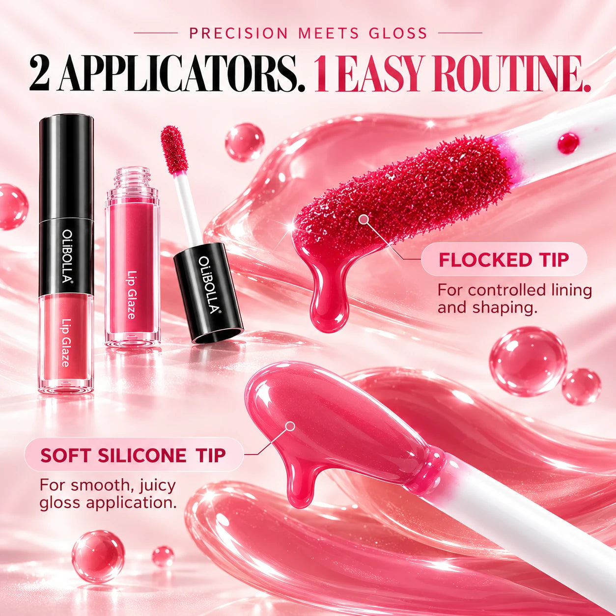 Flocked and silicone lip applicators