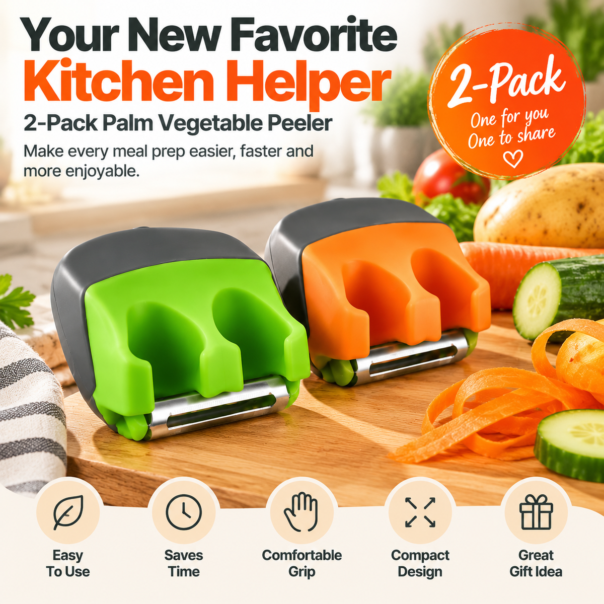 🥕Palm Vegetable Peeler – Finger Grip Kitchen Tool for Faster & Easier Food Prep
