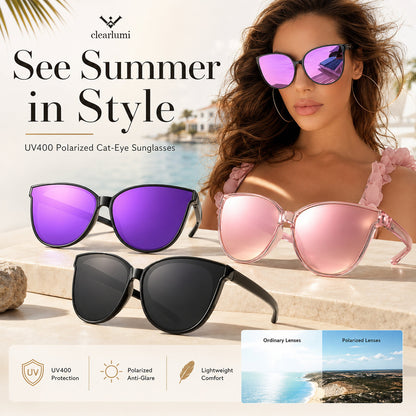 Polarized Cat-Eye Sunglasses with UV400 Protection