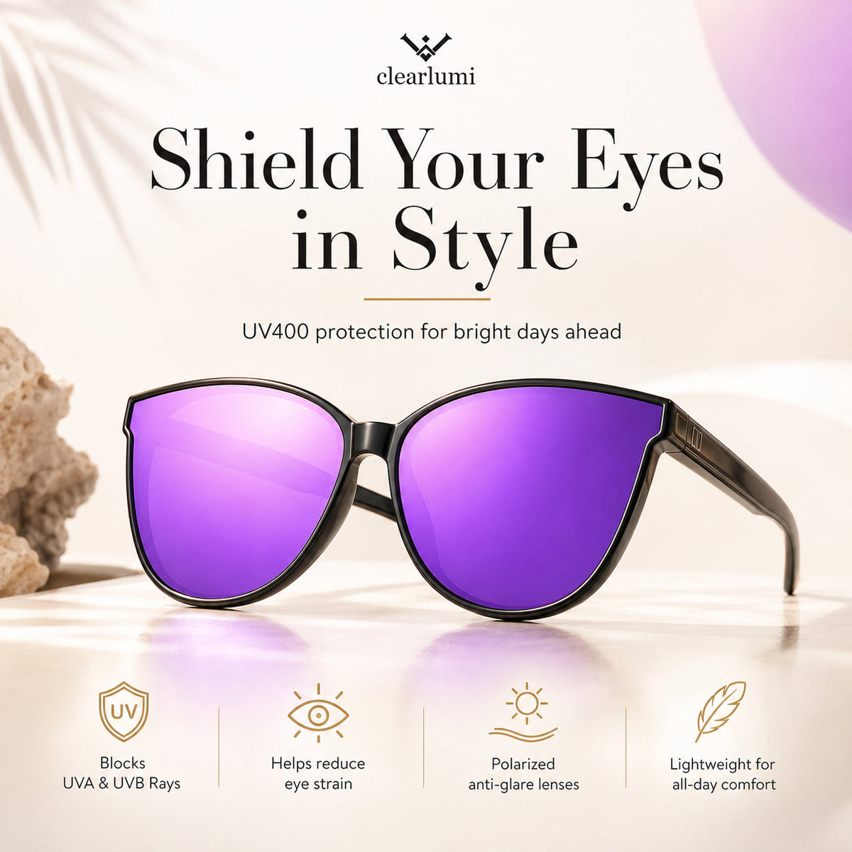 Polarized Cat-Eye Sunglasses with UV400 Protection