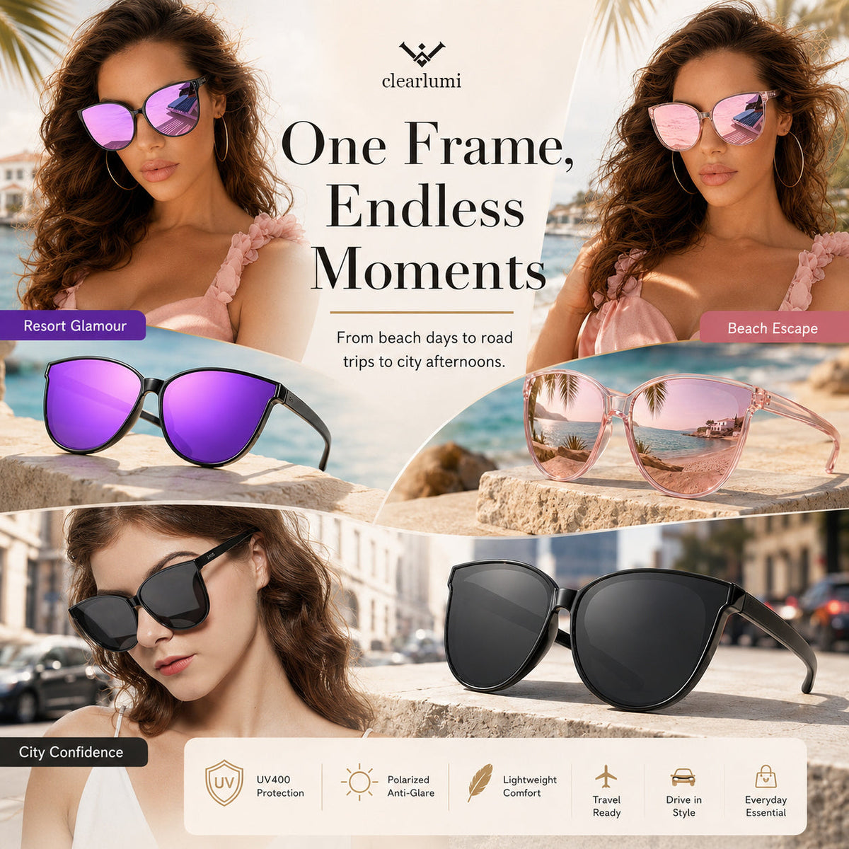 Polarized Cat-Eye Sunglasses with UV400 Protection