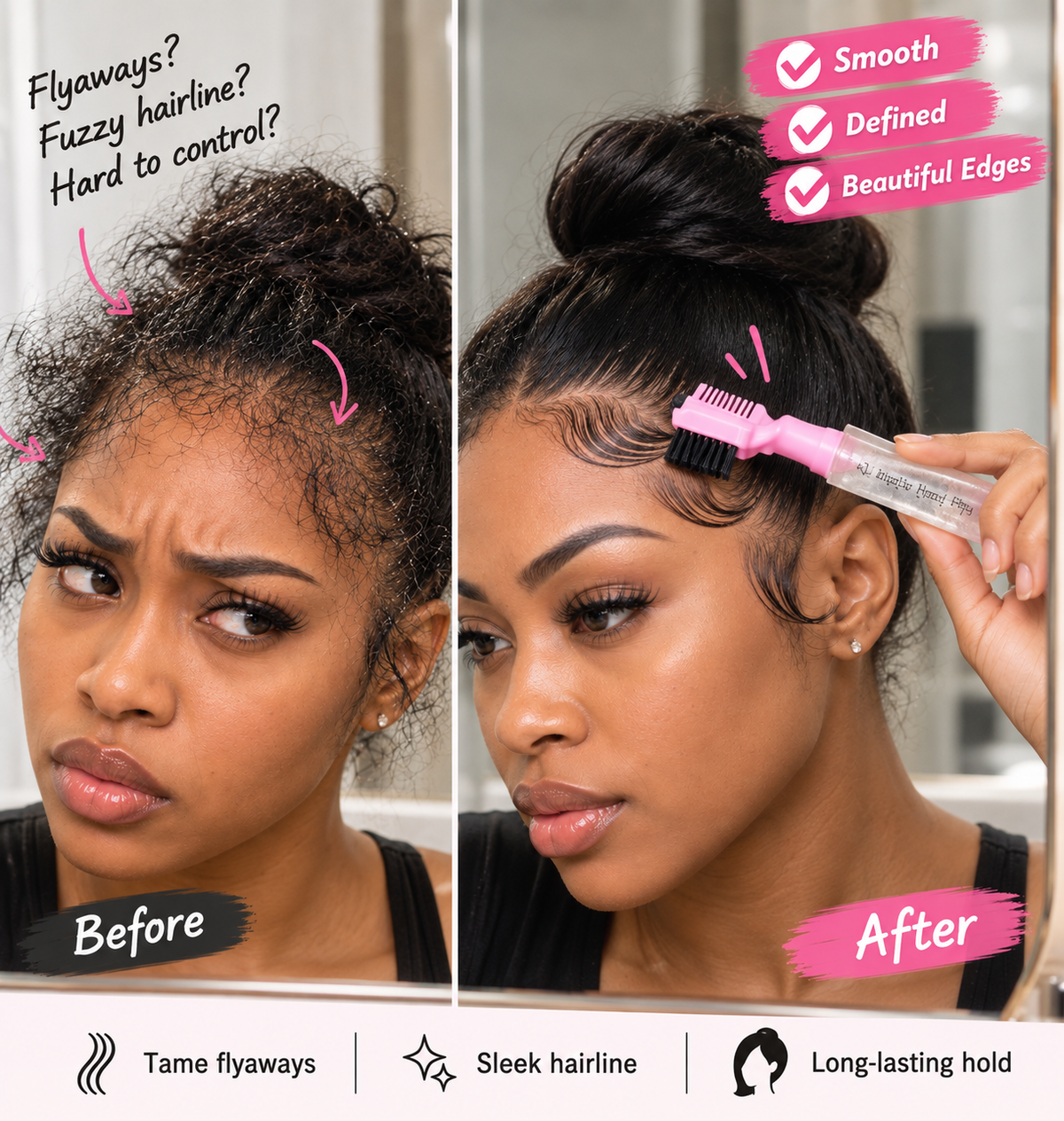 💥SOLDE 50% ! Gel Edge Control pour bébé 2-en-1, brosse+peigne inclus, tenue douce sans irritation💖