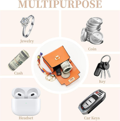 Mini Leather Keychain Pouch – Compact Storage for Airpods & Keys