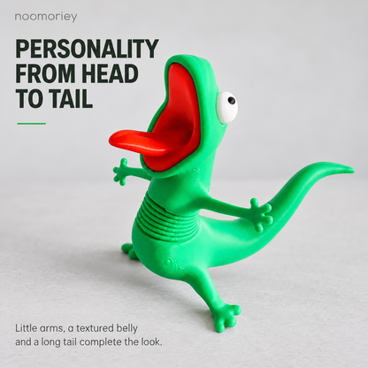 🦎 Funny Green Gecko Figurine – Playful Motorcycle & Desktop Decor