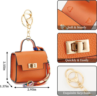 Mini Leather Keychain Pouch – Compact Storage for Airpods & Keys
