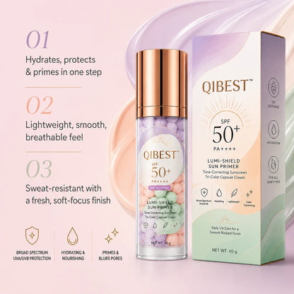QIBEST Tri-Color Capsule SPF 50+ Sunscreen Primer