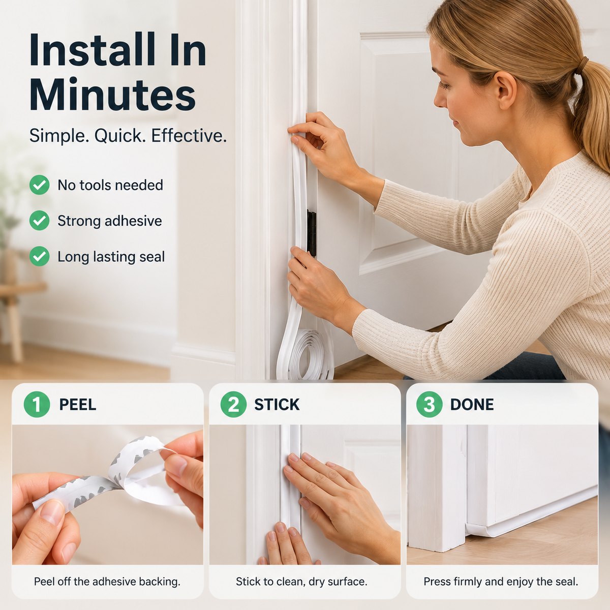 🚪 16.4Ft Self-Adhesive Door Draft Seal Strip | Block Drafts & Dust