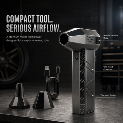 All-in-One Cordless Turbo Air Tool – 3-Speed Rechargeable Metal Blower for Home, Outdoor, Auto & Tech Cleaning