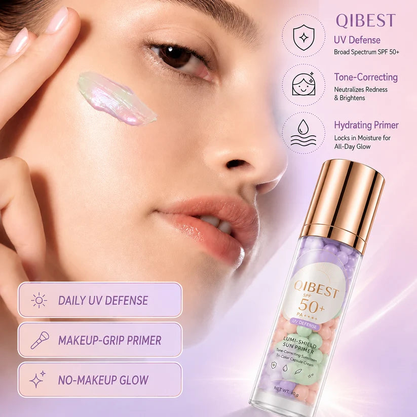 QIBEST Tri-Color Capsule SPF 50+ Sunscreen Primer