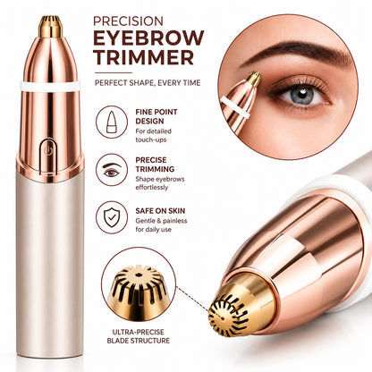 2-in-1 Rechargeable Facial & Eyebrow Hair Trimmer for Women – Painless Face Razor, Peach Fuzz & Upper Lip Remover, Precision Brow Shaper