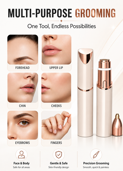 2-in-1 Rechargeable Facial & Eyebrow Hair Trimmer for Women – Painless Face Razor, Peach Fuzz & Upper Lip Remover, Precision Brow Shaper
