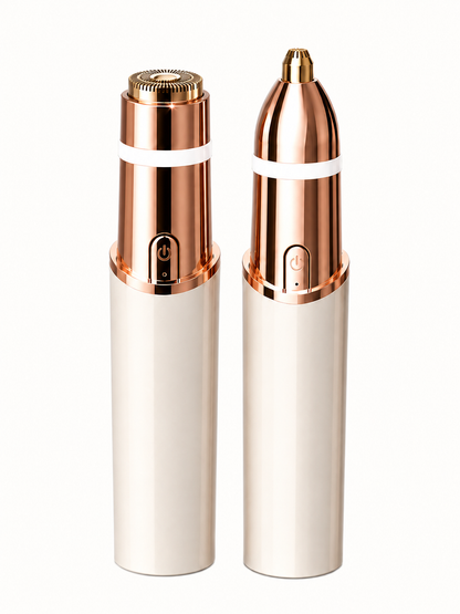 2-in-1 Rechargeable Facial & Eyebrow Hair Trimmer for Women – Painless Face Razor, Peach Fuzz & Upper Lip Remover, Precision Brow Shaper