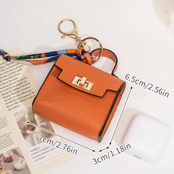 Mini Leather Keychain Pouch – Compact Storage for Airpods & Keys