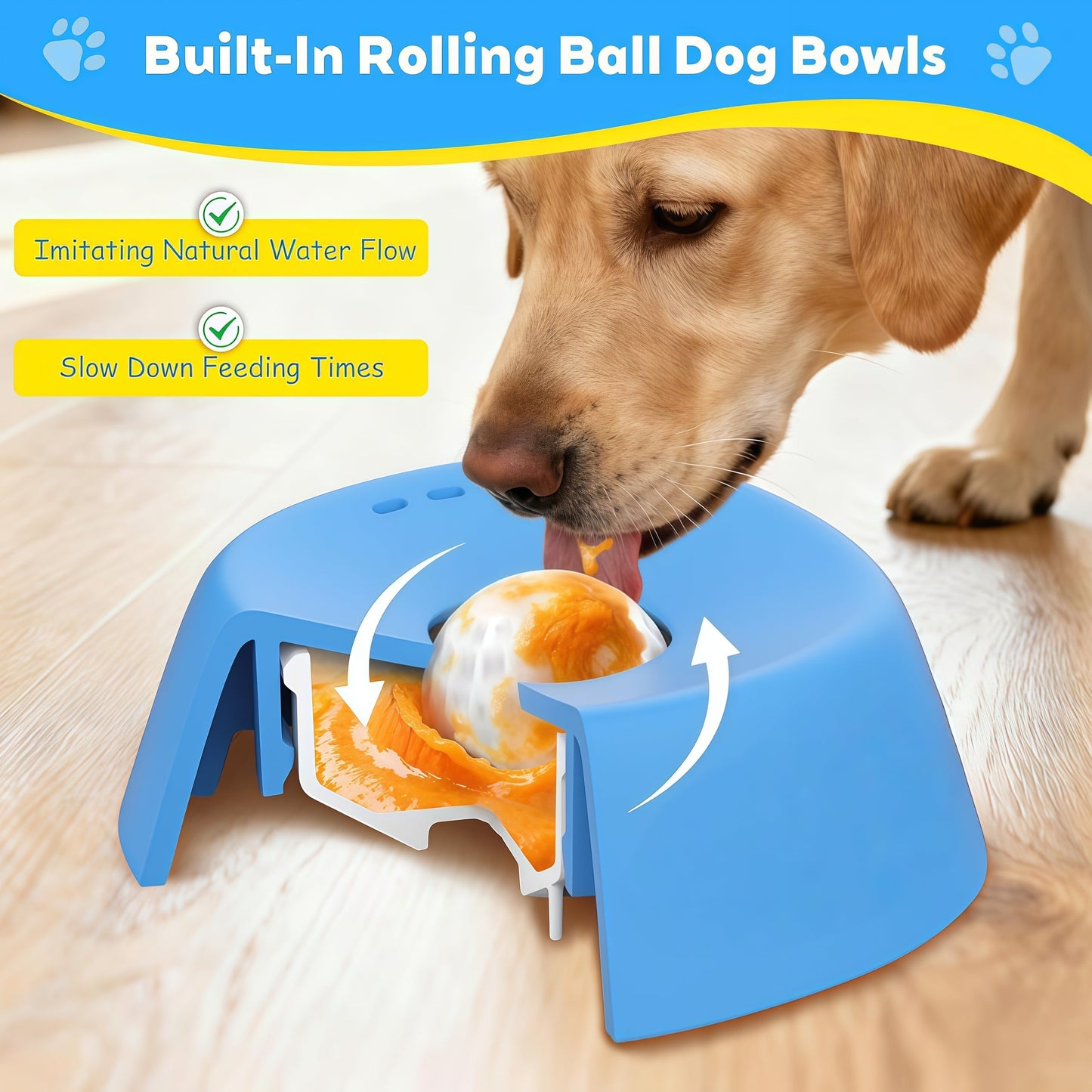 Slow Feeder Dog Bowls for Liquid Treat, Anti-Slip Bone Broth Dog Lick Bowl