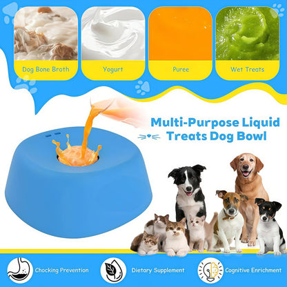 Slow Feeder Dog Bowls for Liquid Treat, Anti-Slip Bone Broth Dog Lick Bowl