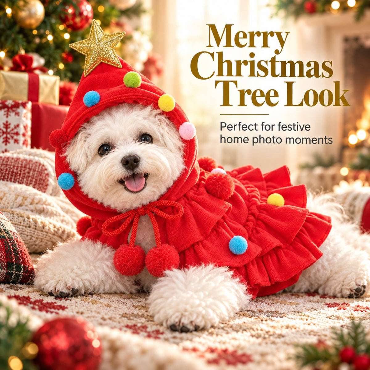 🐶🎄Christmas Tree Pet Cloak Costume for Dogs and Cats