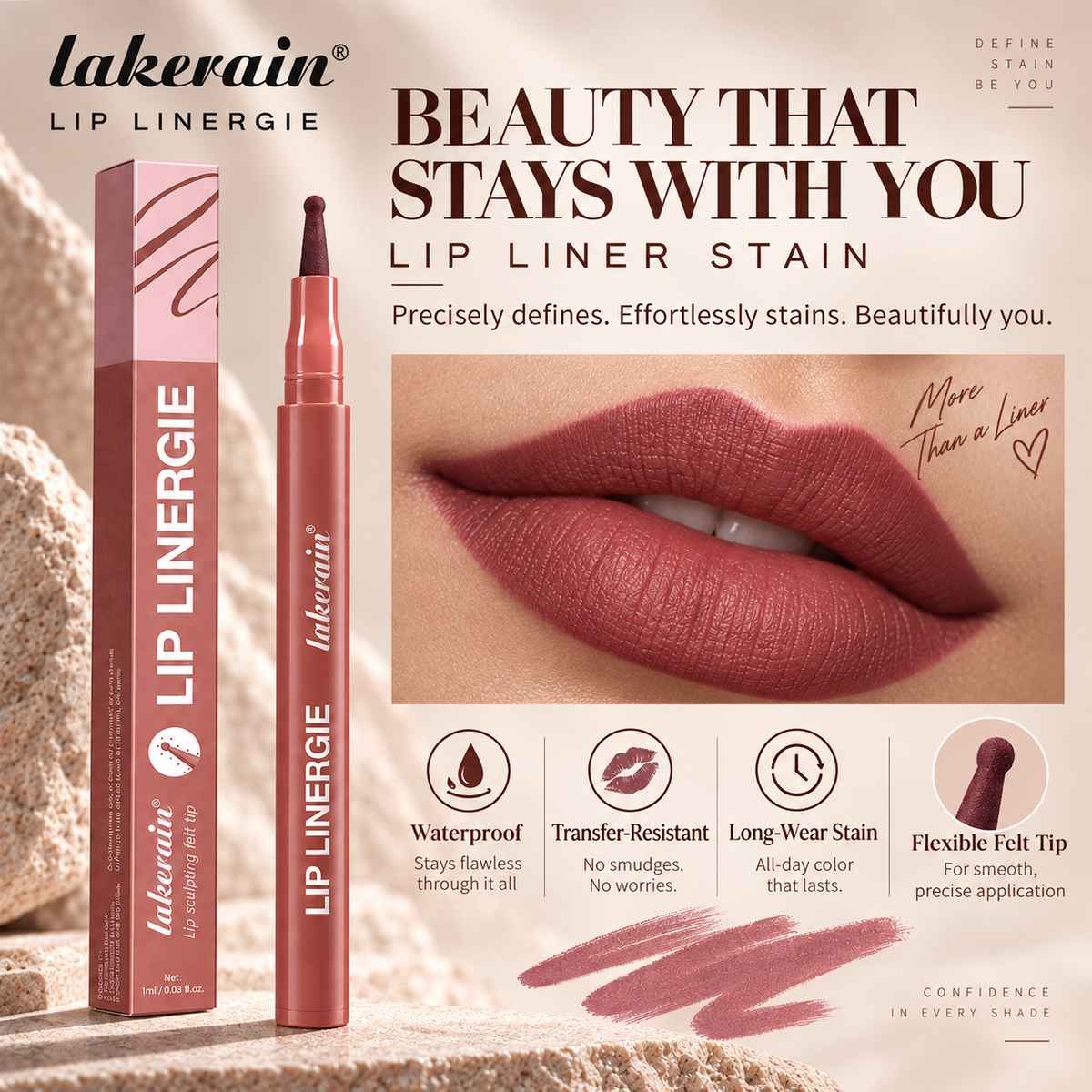 Waterproof Transfer Resistant Lip Liner Stain