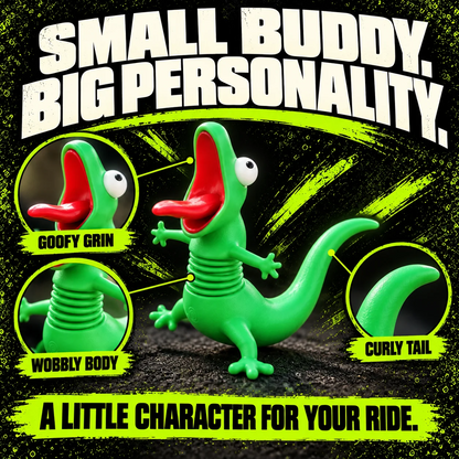 🦎 Funny Green Gecko Figurine – Playful Motorcycle & Desktop Decor