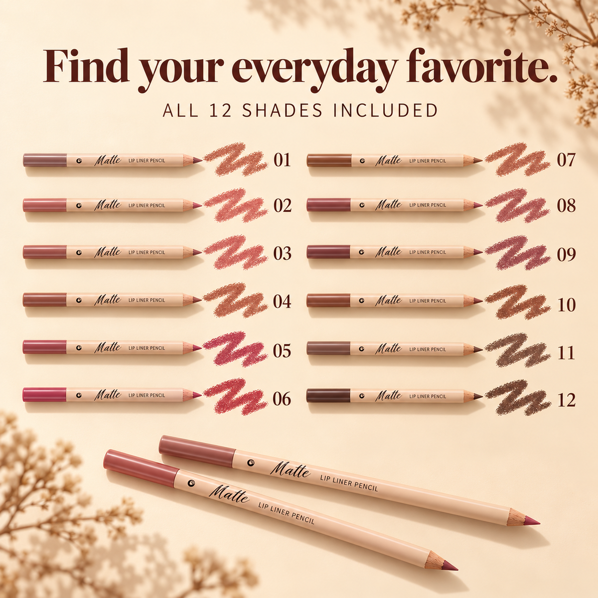 12-Piece Velvet Matte Lip Liner Set