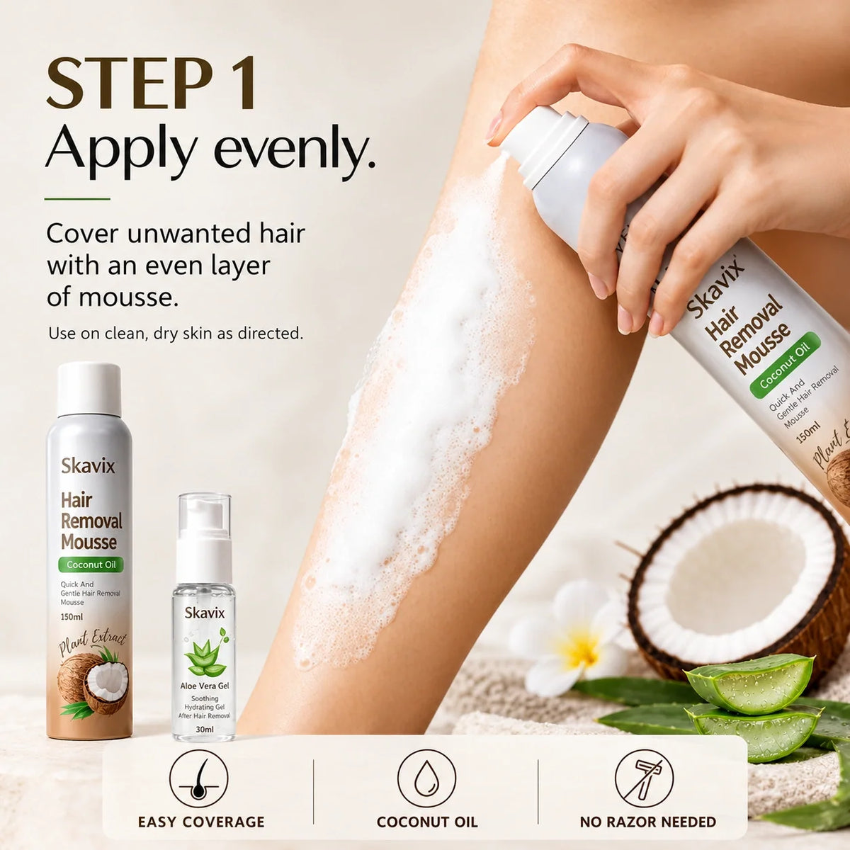 Hair Removal Mousse & Aloe Care Kit