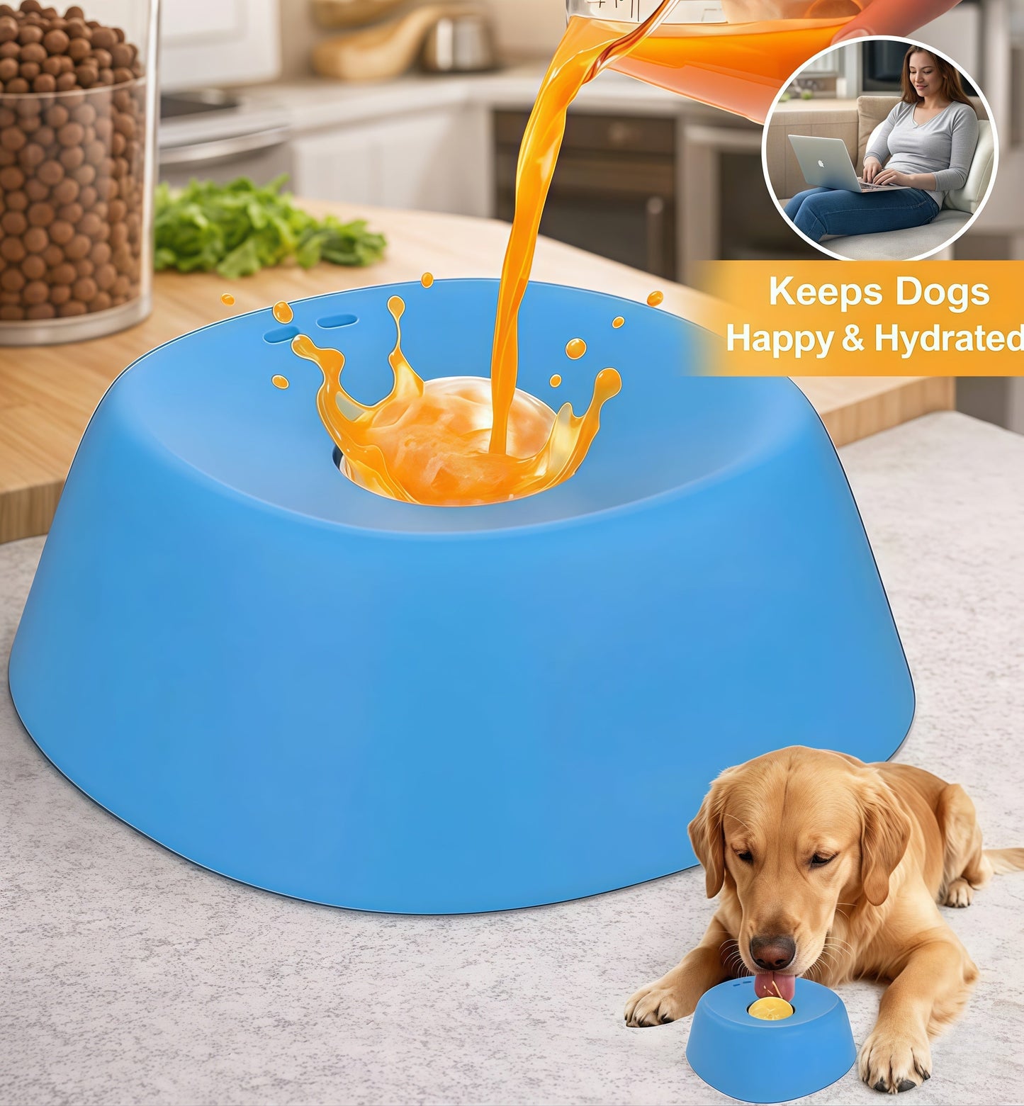 Slow Feeder Dog Bowls for Liquid Treat, Anti-Slip Bone Broth Dog Lick Bowl